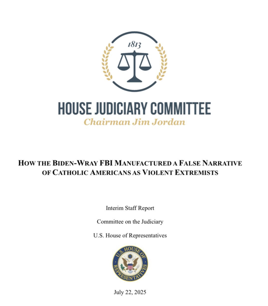 Relatório do Comitê Judiciário dos EUA acusa FBI de perseguição a católicos sob administração de Biden